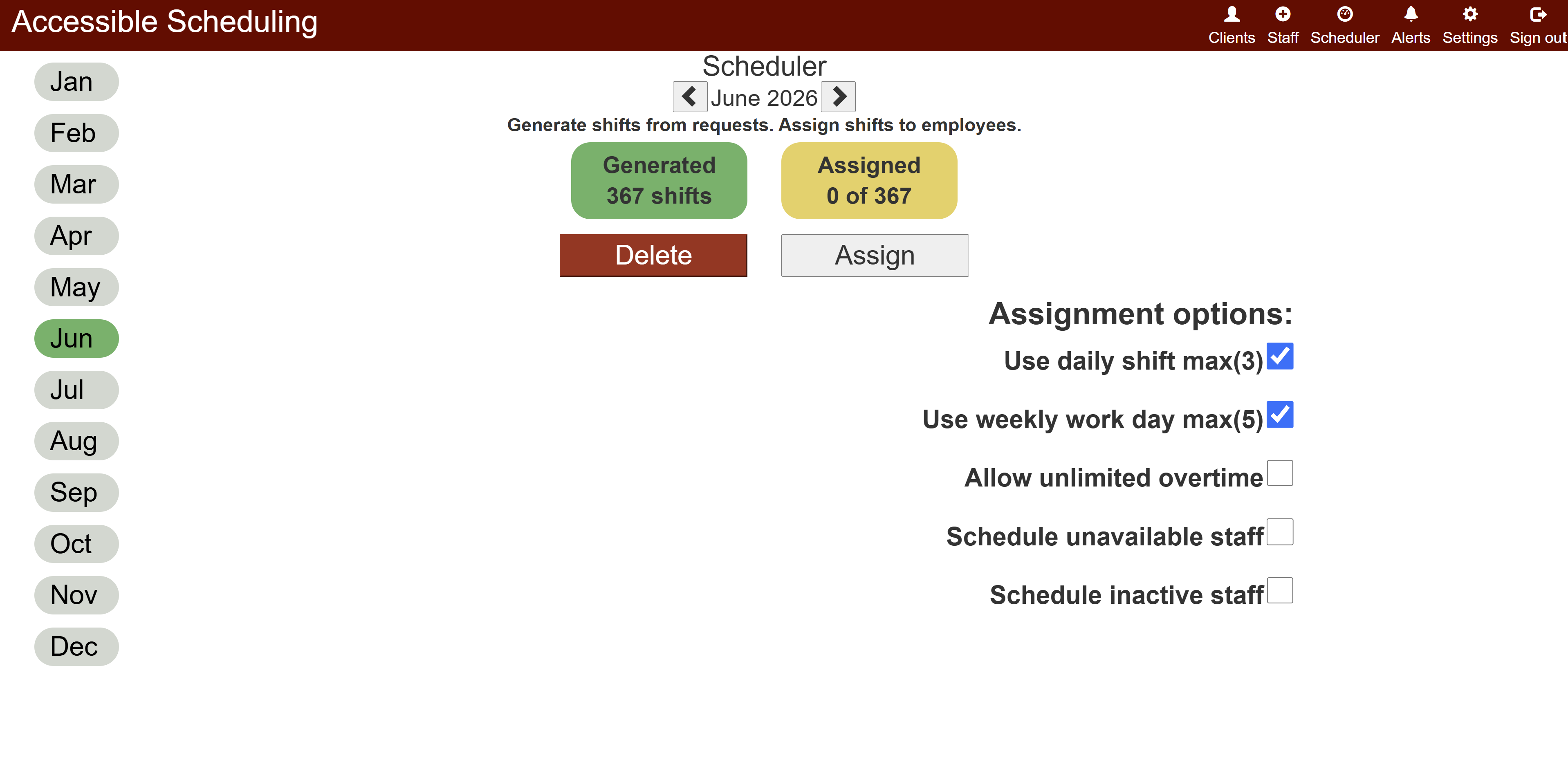 Accessible Scheduling preview